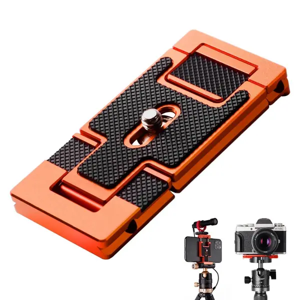K&F CA02 Placa Quick Release din Aluminiu 2 in 1, Compatibila Arca Swiss, Suport pentru Camera si Telefon, Filet 1/4 Inch,