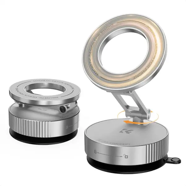 K&F Cap holder auto pentru smartphone, rotatie 360°, silver
