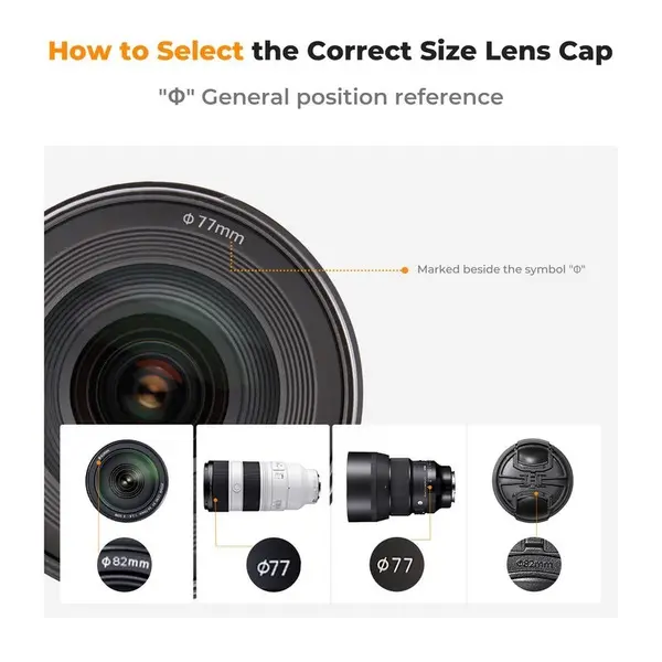K&F Capac filtru 77MM Lens Cap printed with KF logo with anti-lost string, individually packaged in OPP bag