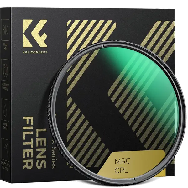 K&F Concept 37mm XC15 Nano-X B270 Filtru CPL, Sticla Optica Japoneza, Rezistent la Apa, Anti-Zgariere, Acoperire Verde