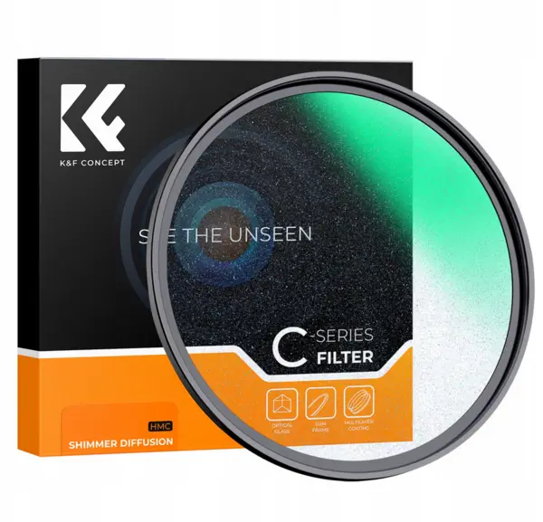 K&F Concept 52mm Filtru Difuzie Shimmer Seria C, Sticla HD, Acoperire NANO-C, Rama Aluminiu 3.3mm, Reflectivitate 0.6%