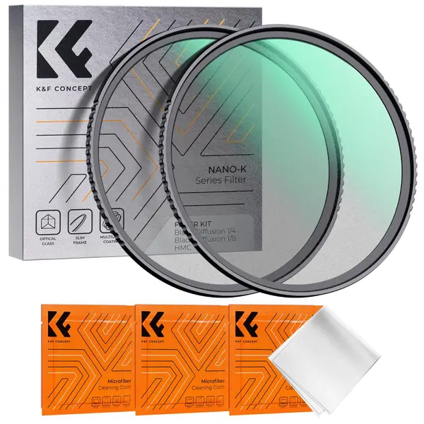 K&F Concept 67mm K Series Kit Filtre Black Mist 1/4+1/8, Acoperire 18 Straturi, Sticla AGC, Rama Ultra Subtire 3.3mm