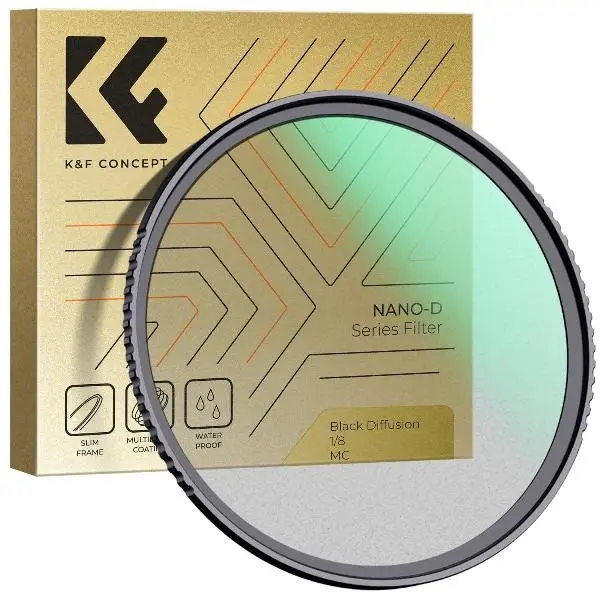 K&F Concept 72mm Filtru Black Mist A Series, 1/8, HD, Rezistent la Apa, Rama Aluminiu 3.3mm, Strat Anti-reflexie 24 Straturi
