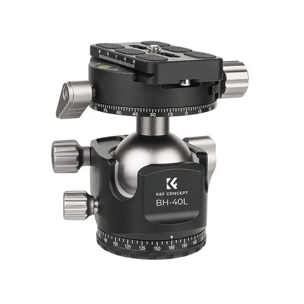 K&F Concept BH-40L Cap Bila Panoramic Dual, Sfera 36mm, Greutate 480g, Sarcina Maxima 15kg, Aliaj Aluminiu, Placa Acra