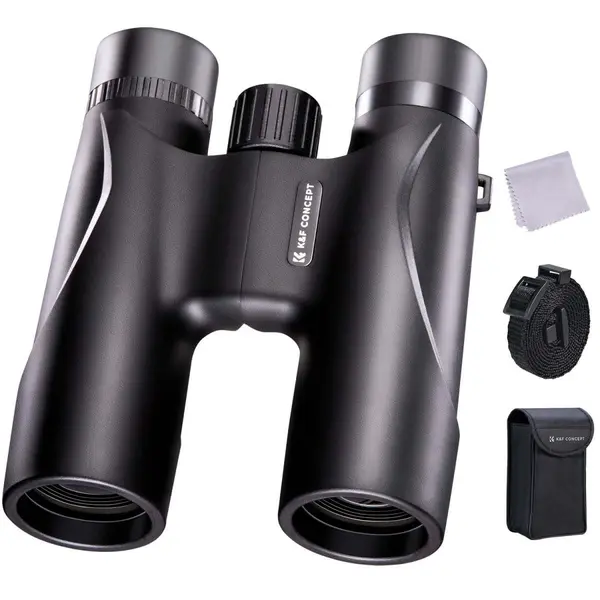 K&F Concept Binoclu 12x32, Prisma BAK-4, Camp Vizual 90/1000m, Rezistent la Apa IP65, Ocular Reglabil, Negru