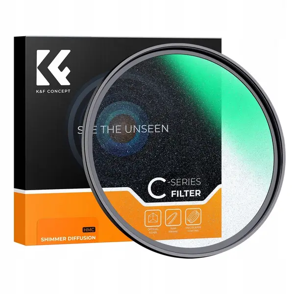 K&F Concept C Series Microlight Mirror 49mm, Filtru Efect Shimmer Diffusion, Montura Filet, Tratament Anti-Reflex, Hidrofob si