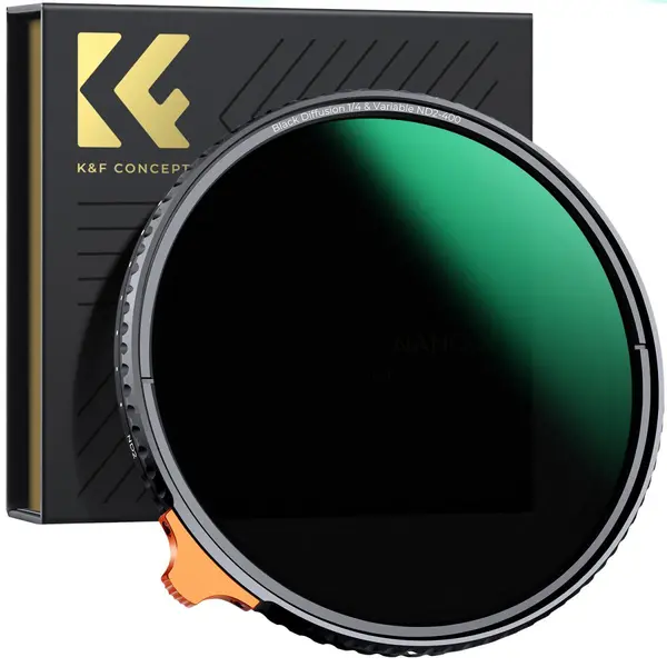 K&F Concept Filtru 77mm Black Mist 1/4 + ND2-400 Variabil, Rama Aluminiu, Acoperire 28 Straturi, 9 Trepte de Diafragma