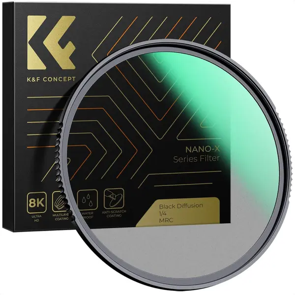 K&F Concept Filtru Black Mist 1/4 Nano-X, Diametru 37mm, Sticla Optica AGC, 28 Straturi Tratament, Rama Ultra-Subtire 3.3mm