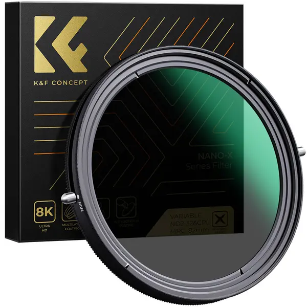 K&F Concept Filtru Foto 2in1 ND-CPL 49mm, ND2-ND32 (1-5 Stop), Fara Efect X, Sticla Optica, Rama Aliaj Aluminiu