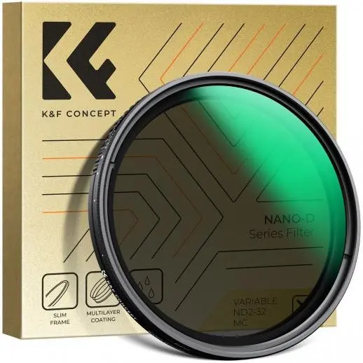K&F Concept Filtru ND Variabil D Series, ND2-ND32, 1-5 Trepte, Diametru 77mm, 24 Straturi Nano-Coating, Rama Ultra-Subtire 7.4mm