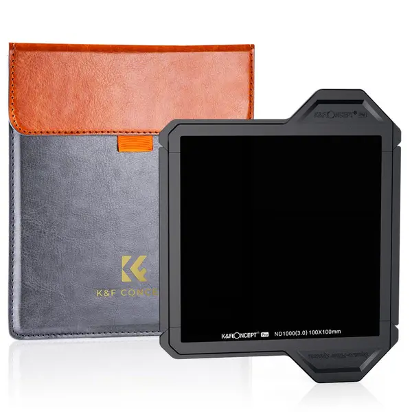 K&F Concept Filtru Patrat ND1000 100x100x2mm, Cu Rama de Protectie, 10 Trepte Diafragma, Sticla Optica AGC, 28 Straturi