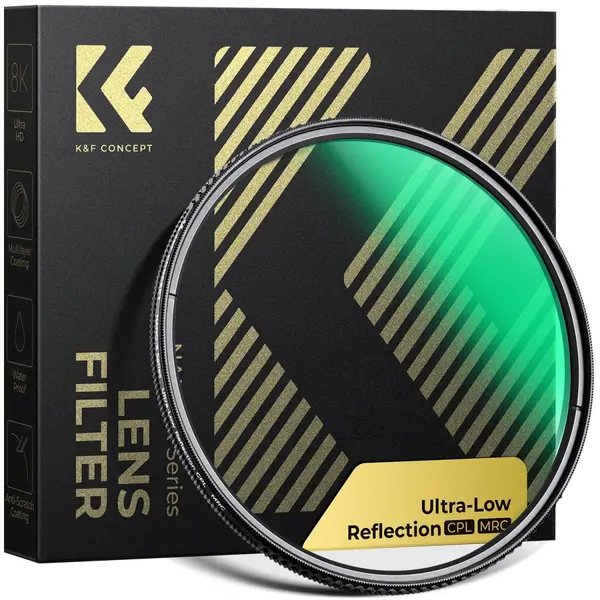 K&F Concept Filtru Polarizare CPL NANO-X 49mm, Reflexie Ultra-Scazuta 0.1%, Transmisie 45%, Grosime 5.3mm, 28 Straturi
