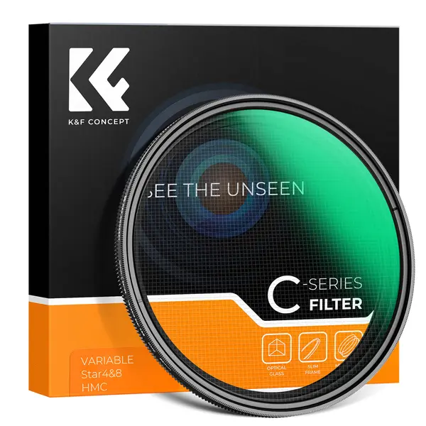 K&F Concept Filtru Stelar Variabil 72mm, 4-8 Linii Ajustabile, Sticla Optica, Tratament Verde, Rama Aluminiu