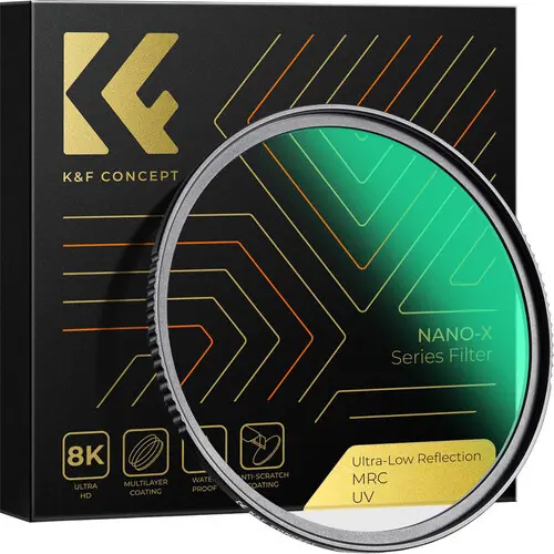 K&F Concept Filtru UV 67mm, Seria Nano-X, Reflexie Ultra-Redusa, Transmisie 99.8%, 28 Straturi, Rama Aluminiu 3.3mm