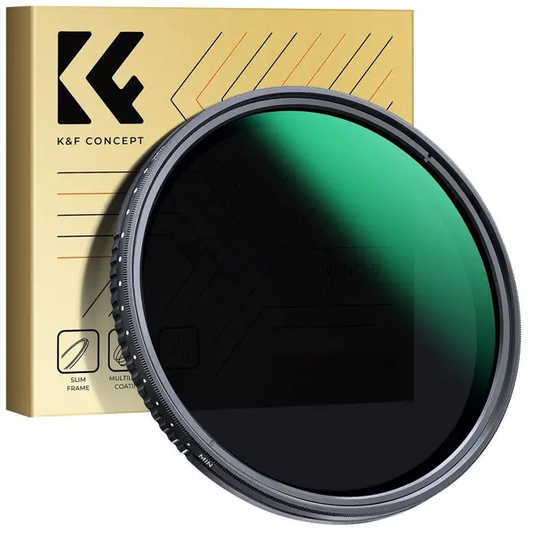 K&F Concept Filtru Variabil ND2-ND400 49mm, 1-9 Stop, Seria Nano-D, 24 Straturi Nano-coating, Sticla Optica HD AGC