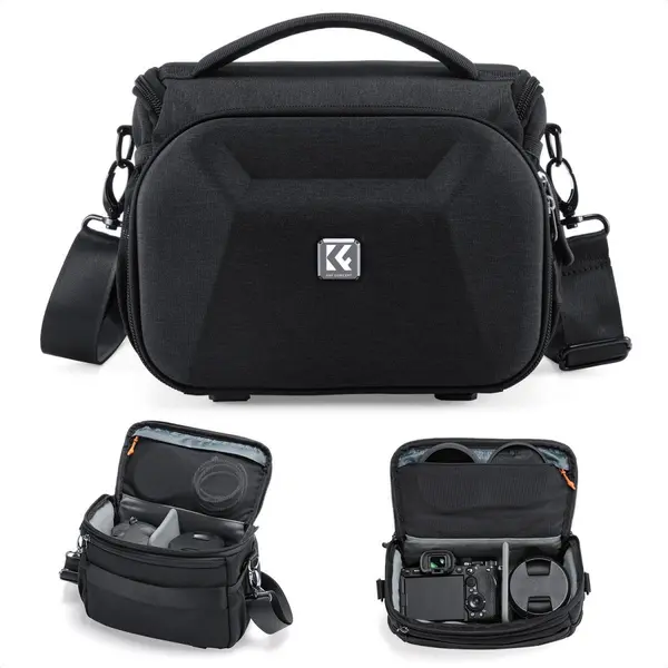 K&F Concept Geanta Foto Sling, Marime M, Rezistenta la Apa, Carcasa Rigida EVA, Suport Trepied, 764g
