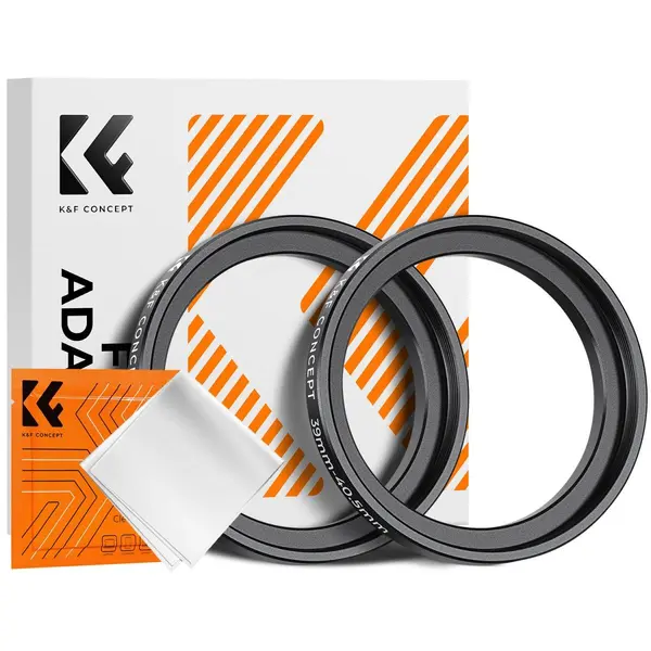 K&F Concept Inel Adaptor Step Up 37-40.5mm, Aluminiu Aviatie, Rezistent la Coroziune, Set 2 Bucati, Include Laveta Curatare
