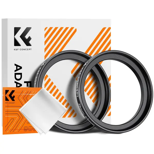 K&F Concept Inel Adaptor Step Up 39-43mm, Aluminiu Aviatic, 2 Bucati, Include Laveta Curatare