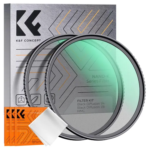 K&F Concept K Series Kit Filtre Black Mist 55mm, 1/4 si 1/8, Sticla AGC Japoneza, 18 Straturi Nano, Rama Ultra-subtire 3.3mm