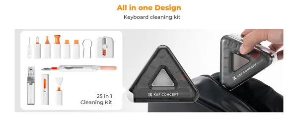 K&F Concept Kit Curatare 25-in-1, Pentru Laptop Tastatura Telefon Tableta Camera, Cu Suport Telefon si Tableta