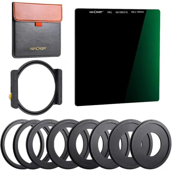 K&F Concept KIT Filtre Patrate 100x100mm ND1000 K&F Concept SKU.1813 cu Suport si Inele Adaptoare