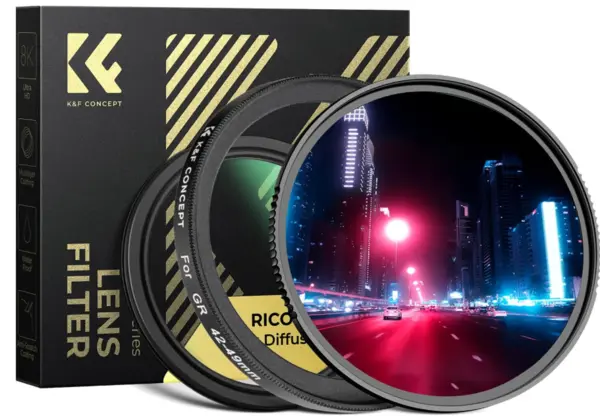 K&F Concept Kit Filtre pentru Ricoh, Inel Adaptor 42-49mm, Filtru UV Seria X, Filtru Difuzie Neagra 1/4, Sticla AGC, 28