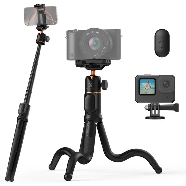 K&F Concept MS29 Trepied Flexibil Extensibil, Inaltime 26-60 cm, Cap Bila 360 Grade, Telecomanda Bluetooth, Greutate 395g