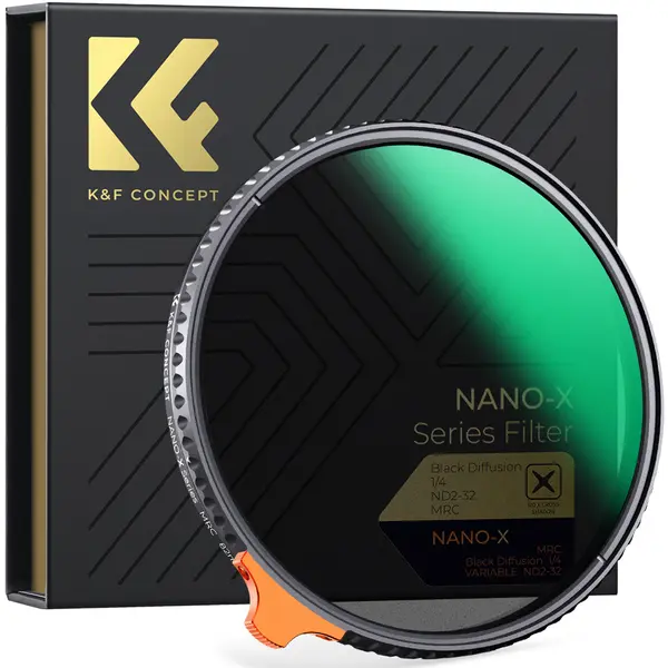 K&F Concept Nano X Filtru 2in1 Black Mist 1/4 ND Variabil, Diametru 49mm, ND2-ND32 (1-5 Stops), 28 Straturi Multi-Strat