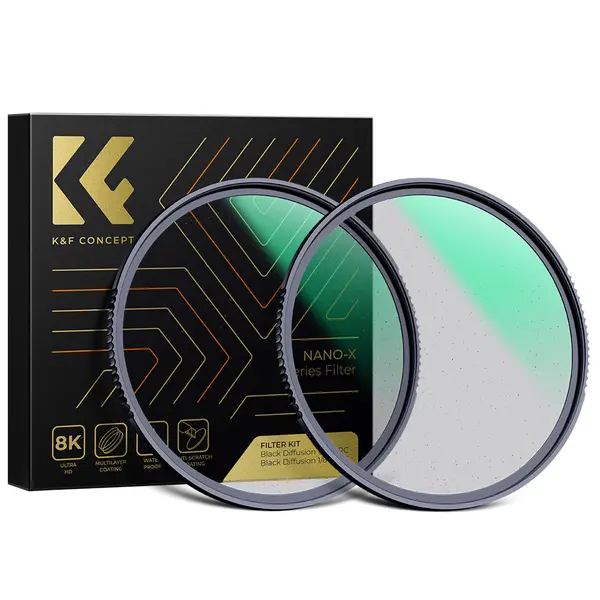 K&F Concept Nano-X Kit Filtre Black Diffusion 77mm, 1/4 si 1/8, Sticla Optica AGC, 28 Straturi Multi-Strat