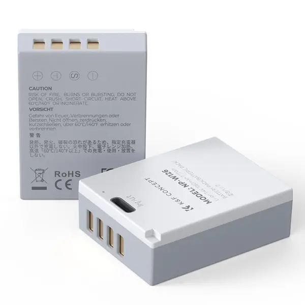 K&F Concept NP-W126 Set 2 Acumulatori, Capacitate 1050mAh, Incarcare USB-C, Compatibil Fujifilm, 6 Protectii