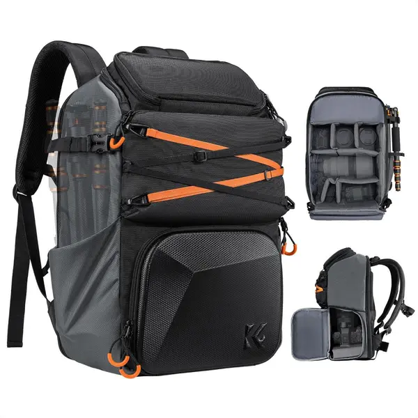 K&F Concept Rucsac Foto Star Wander 03, 25L, Nailon 1200D, Husa de Ploaie Inclusa, Acces Spate 180°, Laptop 15.6 inch