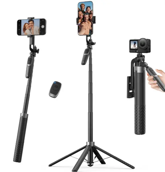 K&F Concept Selfie Stick Tripod 4 Picioare, Extensibil 1.8m, Deschidere Automata, Maner Stabilizator, Telecomanda Bluetooth