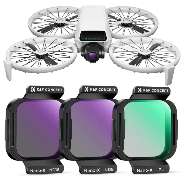 K&F Concept Set Filtre Magnetice DJI Flip, 3 Bucati CPL+ND8+ND16, Sticla Optica HD, Multi-Coating 28 Straturi