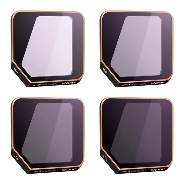 K&F Concept Set Filtre ND pentru DJI Mavic 3, 4 Bucati ND4 ND8 ND16 ND32, Rama din Aluminiu, 28 Straturi de Acoperire,