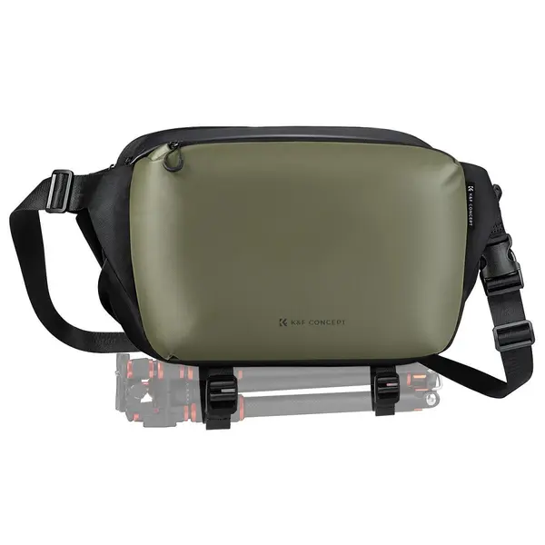 K&F Concept Sling Bag Urban Wander 01, Capacitate 12L, Multifunctional, Fermoar Anti-Furt, Culoare Verde