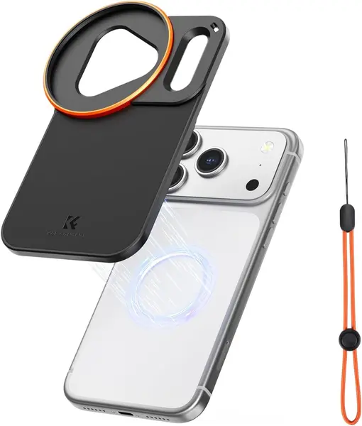 K&F Concept Suport Filtru Magnetic 58mm, Pentru iPhone 17 Pro Max, Montura Dubla Magnetica N52, Filet 58mm, Negru