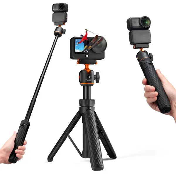K&F Concept Trepied Desktop, Mini Trepied Magnetic si Selfie Stick 2-in-1, Compatibil DJI Osmo Nano/Action 6, Filet 1/4"