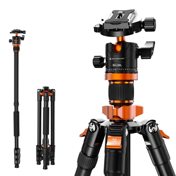 K&F Concept Trepied Monopod DSLR Aluminiu, Cap Bila 360 Grade, Tub 25mm, Capacitate 10kg, Pliabil la 18.1 Inch