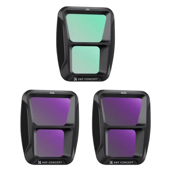 K&F DJI Air 3 Set Filtre CPL+ND8+ND16, Sticla Optica HD AGC, 28 Straturi Multi-Coating, Rama Usoara, Gimbal Safe