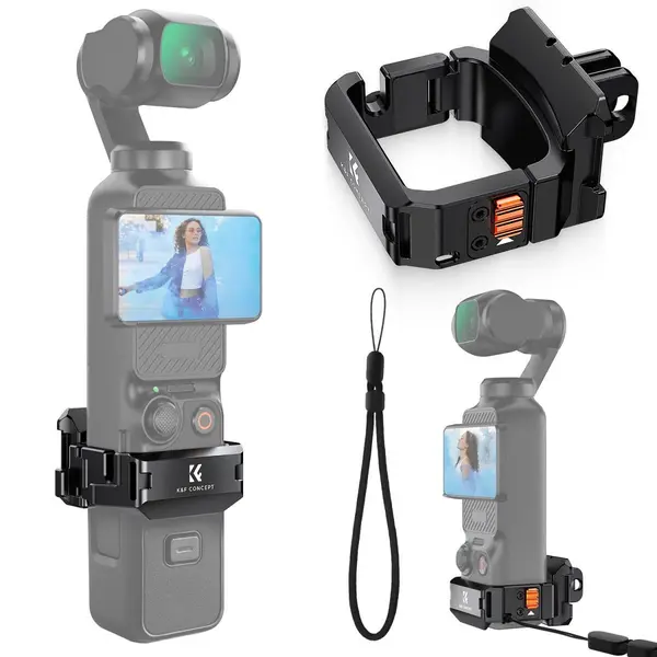 K&F DJI Pocket 3 Rama de Extensie din Aluminiu Multifunctionala, Interfete Multiple, Trepied Desktop Integrat