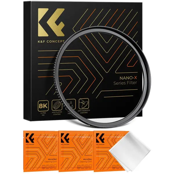 K&F Inel Adaptor Filtru Step Up 49-58mm, Alama, Finisaj Negru Mat, Grosime Cadru 2.9mm