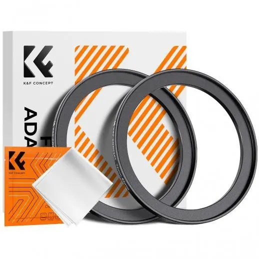 K&F Inel Adaptor Filtru Step Up 72-82mm, Aliaj de Aluminiu Aviatic, Set 2 Bucati, Include Laveta de Curatare