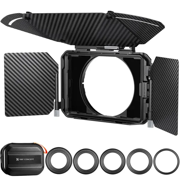 K&F Matte Box Kit Pro, 2 Cadre Filtru, Adaptor 67/72/77/82/95mm, Pentru Filtre Patrate 4x5.65"