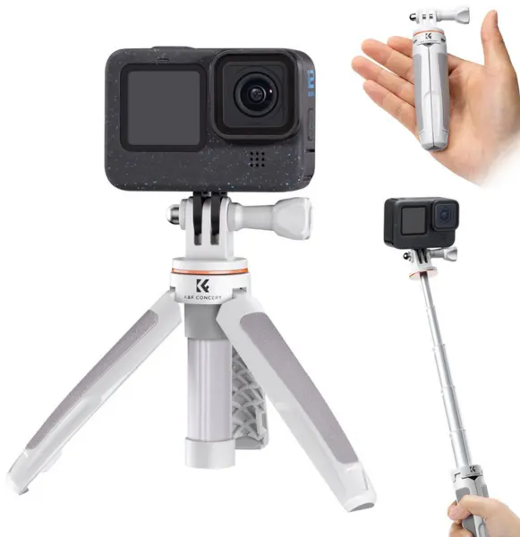 K&F MS03 Trepied Smartphone, Portocaliu-Gri, Inaltime Maxima 32cm, 5 Sectiuni, Capacitate 2kg, Greutate 67g
