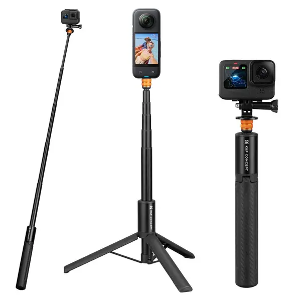 K&F MS21 Baston Selfie Invizibil, Lungime 120cm, Pliat 24cm, Greutate 202g, 7 Sectiuni, Adaptor GoPro