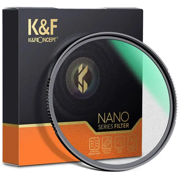 K&F Nano-X 82mm Filtru Black Mist 1, HD, Rezistent la Apa, Anti-Zgarieturi, Tratament Verde