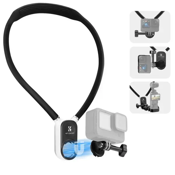 K&F POV Suport Magnetic de Gat pentru GoPro, OSMO Pocket 3, Ajustare 180 Grade, Lungime 60cm, Compatibil GoPro si DJI Osmo