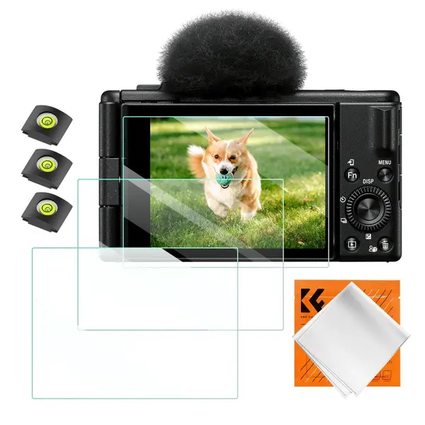 K&F Protector ecran cameră3 buc + Nivelă patină3 buc + Lavetă curățare vacuum*1, pentru Sony ZV-1 / ZV-1 II