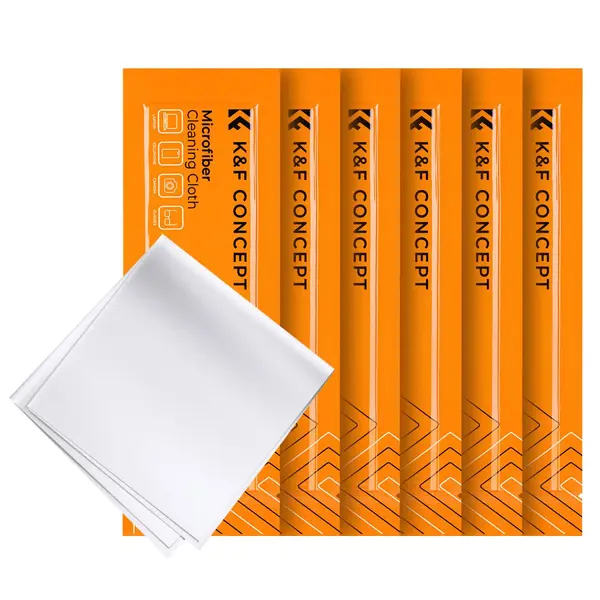 K&F Set 6 Lavete Curatare, Microfibra Optica, Fara Praf, Uscate, 15x15cm, Alb