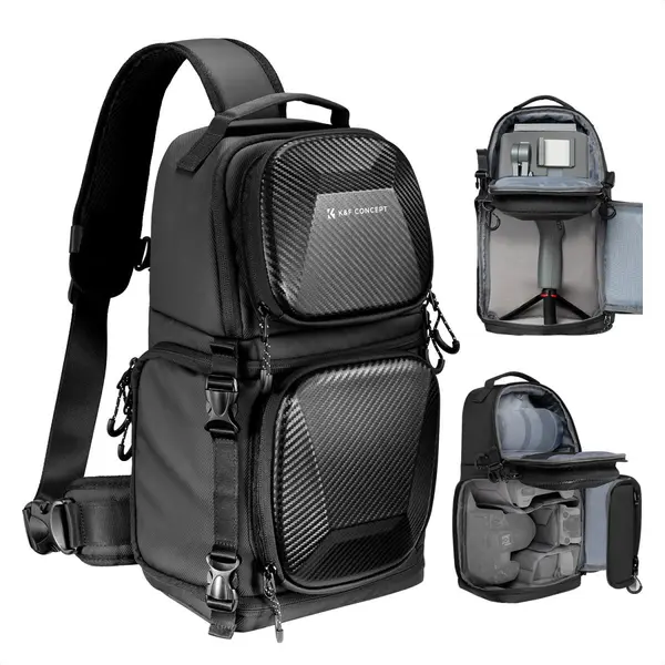 K&F U02 Geanta Sling Foto 10L, Carcasa Rigida Anti-Impact, Deschidere Laterala 270°, Curea Anti-Alunecare